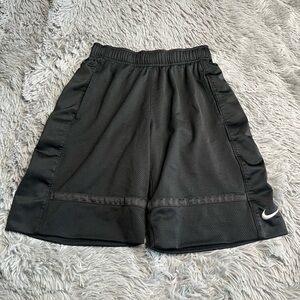 Nike Shorts Boys Small Basketball Black Drawstring Waist Checkmark Swoosh
